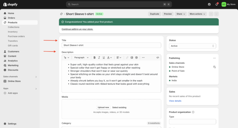 Add products title and description
